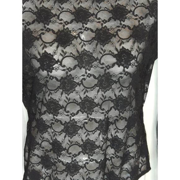 Zara Black Floral Sheer Lace Bodysuit Women's Small‎ Sultry Bodycon Whimsical - Picture 4 of 9